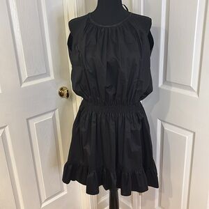 MONICA NERA Black Cotton High Neck Halter Dress Women's size 6 Medium‎